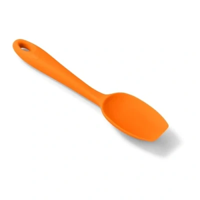 Image of Zeal Silicone Spatula Spoon, Non Stick Flat Ended Cooking Spoon for Scraping, Scooping and Stirring Odour Stain Resistant, 20cm, Neon Orange
