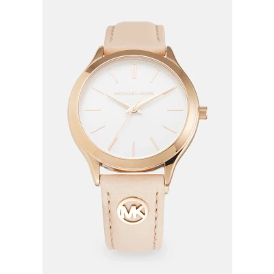 Image of Michael Kors SLIM Runway Watch Watch, Women&#039;s, Size: One Size, Nude