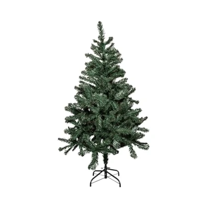 Image of 5ft (1.5m) Green Artificial Christmas Tree with Metal Stand 329 Tips, Realistic Xmas Tree, Perfect for Medium Spaces, Traditional Holiday Décor