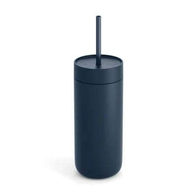 Image of Fellow 16 oz Carter Cold Travel Mug for Water, Iced Tea, Coffee, Smoothies, Coffee &amp; more Stainless Steel Vacuum Insulated tumbler with Spill Resistant lid and straw Stone Blue