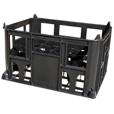 Image of Plastic Beer Bottle Crate Black Holds 20 Bottles
