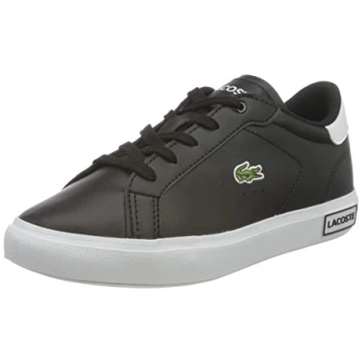 Image of Lacoste Childrens Unisex PowerCourt Junior Black Size UK 11 Kids