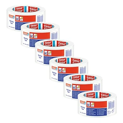 Image of tesa PVC Floor and Lane Sports Hall Marking Tape, 33 m x 50 mm White 6 Rolls