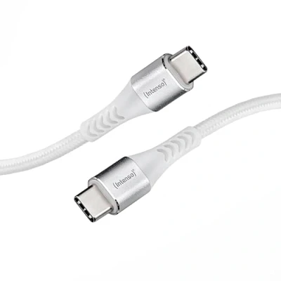 Image of Intenso USB C to Cable, 1.5m, White, Data and Charging, PD up 60W, Compatible with Smartphone, Tablet, Laptop, Gaming Console