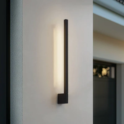 Image of Lindby Neano LED wall light, 60cm, black, metal, IP54