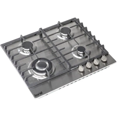 Image of Baridi 60cm Gas Hob with 4 Burners, Cast Iron Pan Supports and Auto Ignition, 8kW, Stainless Steel DH225