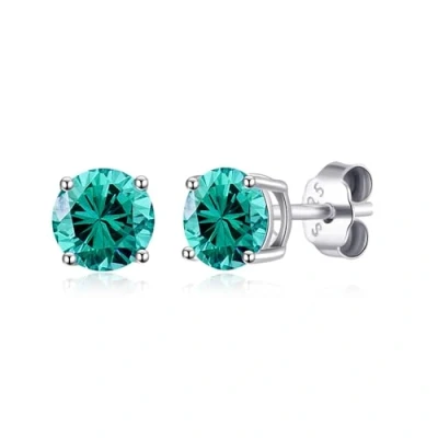 Image of Philip Jones Sterling Silver December (Blue Topaz) Birthstone Earrings Created with Zircondia® Crystals