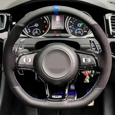 Image of AOOSIR Steering Wheel Protector Customized Car Cover Hand Sewing Braid For VW Golf 7 GTI MK7 Polo Scirocco 2015 2016 (Color : Style 2)