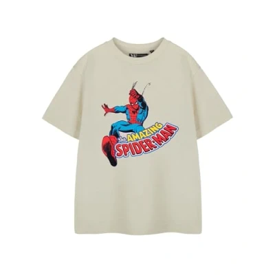 Image of Marvel Boys Graphic Tee Oatmeal Spiderman Web Slinger Short Sleeve T Shirt Kids Superhero Apparel Official Merchandise Comic Book Movie Gift for Children &amp; Teens
