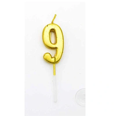 Image of Gifts 4 All Occasions Limited Shatchi Gold 9 Number Candle Birthday Anniversary Party Cake Decorations Topper