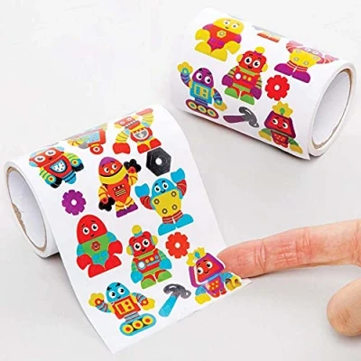 Image of Baker Ross FE384 Robot Stickers for Kids Pack of 720, Craft Children, Value Pack, Ideal Arts and Crafts Projects, Childs Scrapbook Reward Charts
