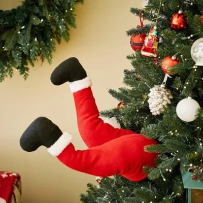 Image of Christmas Plush Santa Decoration Tree,Santa Ornaments Legs Ornament