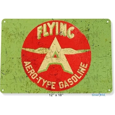 Image of Flying A Aero Gasoline Gas Oil Metal Aviation Decor Fuel Station Outdoordoor Sign Wall Dec Outdoor Courtyard Decoration 8x12 inch