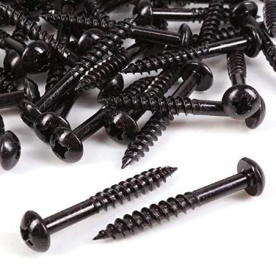 Image of 100x Timco Black Passivated Wood Screws 8G x 1 1/2&quot; Round Head Coated Blackjax Fasteners