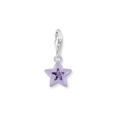 Image of Thomas Sabo Women Charm Pendant Star with White Stones and Cold Enamel Silver 925 Sterling Silver, 2044 041 14