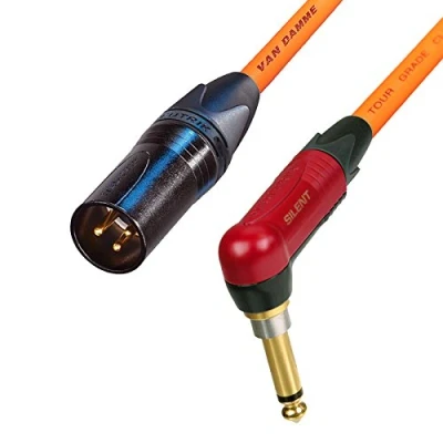 Image of Van Damme SILENT Mono Jack to Male XLR lead. Neutrik Guitar/Di/Mixer Cable (6m, Orange)