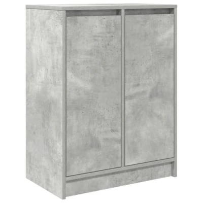Image of vidaXL Sideboard Concrete Grey Cabinet Compact Storage Solution in Engineered Wood, 57x34x76 cm with Doors and Shelves for Home or Office Use