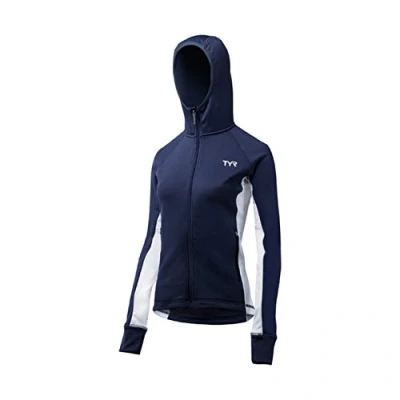 Image of TYR Women&#039;s Alliance Victory Warm Up Jacket, Navy/White, XXS