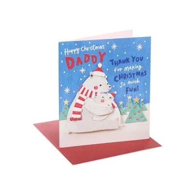 Image of UK Greetings Christmas Card for Daddy Cute Polar Bears Design