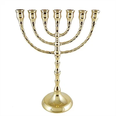 Image of NKlaus Menorah Brass Handmade Candle Holder 25cm 2791