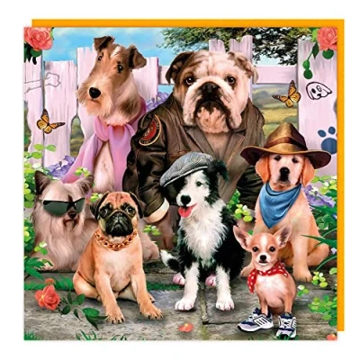 Image of Tracks DOGS Dressed Hounds Greeting 3D Lenticular Hologram Holographic Card, multi