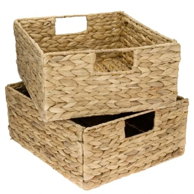 Image of HMF Storage Basket, Woven Water Hyacinth Seagrass Set of 2, Suitable for Kallax Half Compartment, 30 x 34 15 cm