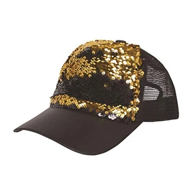 Image of Bristol Novelty BH696 Sequin Cap Reversible (Black and Gold), Men, Women, One Size