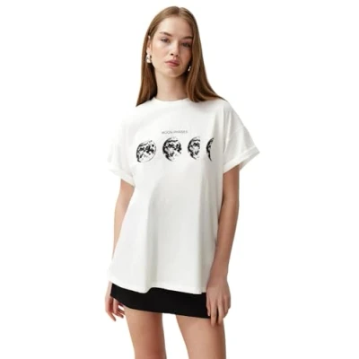 Image of Trendyol Woman Regular fit Basic Crew Neck Knit T Shirt Weiß