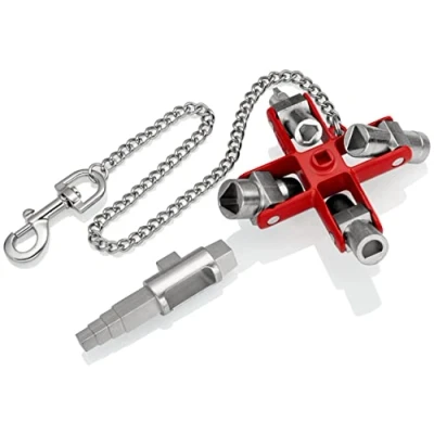 Image of Knipex Universal Key &quot;Construction&quot; for all standard cabinets and shut off systems 90 mm (self service card/blister) 00 11 06 V01