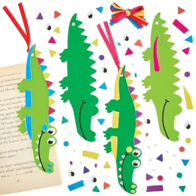 Image of Baker Ross FN192 Crocodile Mix &amp; Match Bookmark Kits Pack of 8, World Book Day Kits, Making for Kids