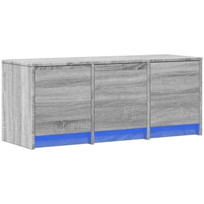 Image of vidaXL TV Cabinet with LED Lights 97x34x40 cm Grey Sonoma Engineered Wood Modern Media Console Ample Storage