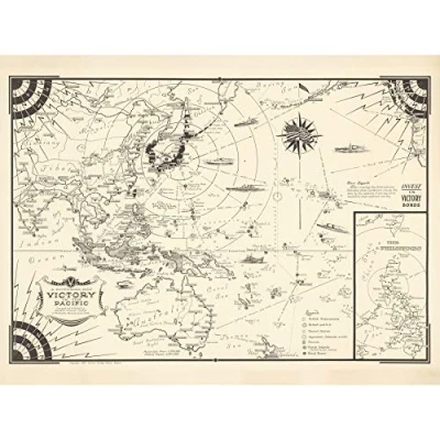 Image of Artery8 Map Ernest Dudley Chase 1944 Pacific Victory Japan WWII Large Wall Art Poster Print Thick Paper 18X24 Inch