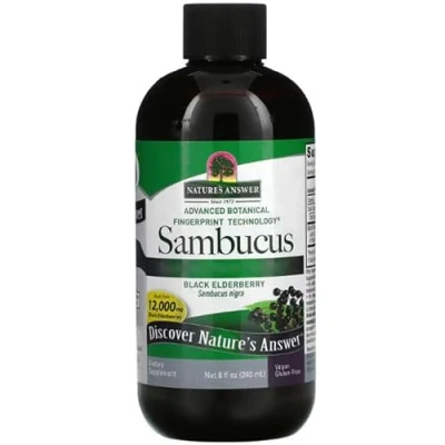 Image of Nature&#039;s Answer, Sambucus (Black Elder), 2500mg, Alcohol Free, Vegan, 240ml, Lab Tested, Gluten Soy Vegetarian, Non GMO