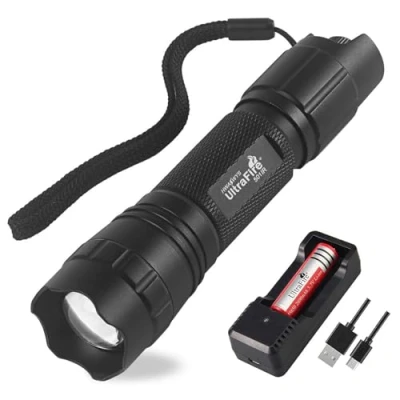 Image of ULTRAFIRE IR Torch 850nm Infrared LED Torch, Stepless Dimming Light with Rechargeable Battery and Charger, Zoomable Hunting for Night Vision, 501IR