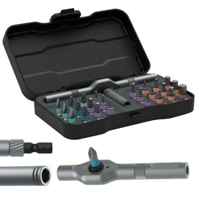 Image of DIY Screwdriver 24 in 1, 24Pcs Precision Ratcheting Set, Dodorado 1 Set Rechargeable, Detachable T Ratchet Handle for Furniture Bicycle Computer Watch Maintenance(1pcs)