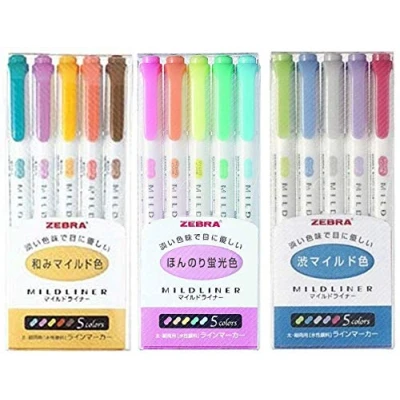 Image of Zebra Mildliner Soft Color Double Sided Highlighter Pens Deep, Warm &amp; Cool (3 Pack Sale)