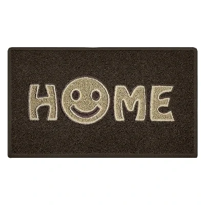 Image of Nicoman Smiley Face Home Door Mat｜Welcome Barrier Dirt Trapper Floor Mat｜Patio Garden Conservatory Doormat｜Indoor Outdoor Smile Matt (Brown with Beige)