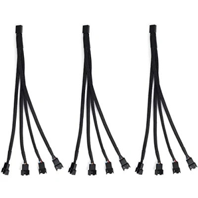 Image of Aypzuke 3 Pack PWM Fan Splitte Cable Computer Splitter Cable, PC 1 to 4 (4 Pin+3 Pin)