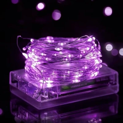 Image of Volunx Battery LED String 1/3/5/10m Fairy Lights Decorative Powered Wedding Christmas Purple (3m/9.84ft 30LED)