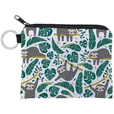 Image of 1pc Zip Around Wallet Cartoon Printing Animal Change Pouch Sloth Coin Purse with Zipper Design for Little Boy GirlsDurable and Fashion