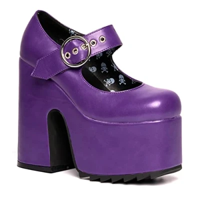 Image of LAMODA Women&#039;s London Court Shoe, Purple Pu, 3 UK