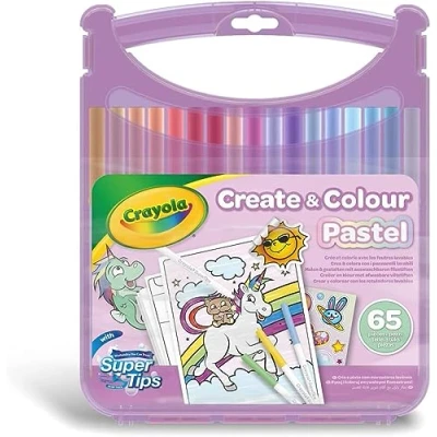 Image of CRAYOLA Briefcase 65 Washable markers pastel colors