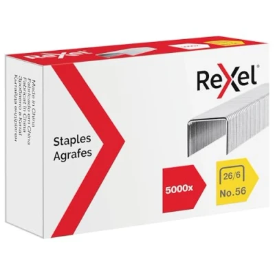 Image of Rexel No.56 26/6 Staples For Standard Staplers, Stapling Upto 20 Sheets, Use with Desktop Staplers and Pliers, 5000 Count (Pack of 1)