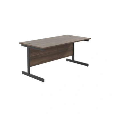 Image of Jemini Rectangular Single Upright Cantilever Desk 1800x800x730mm Dark Walnut/Black KF819424