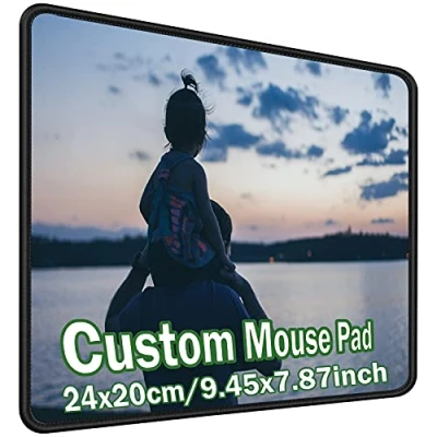 Image of Personalized Mouse Pad with Your Photo, Logo, Text or Design, Non Slip Rubber Mat Custom Picture Gift Office Accessories 24x20cm