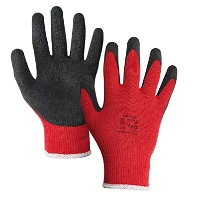 Image of Expert Workwear Multi Purpose Latex Coated Work Gloves Safety Builders Gardening Orange General Rubber Glove (S (7), Red)