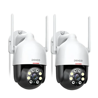 Image of DEKCO 2K Security Camera Outdoor, CCTV with Auto Tracking, Sound Light Alarm, WiFi Home Support Pan Tilt 360 View, 2 Way Audio, Color Night Vision, Waterproof