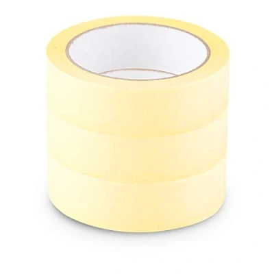 Image of Scley Masking Tape, Width 30 mm, Length 33 m, Pack of 3 Painter&#039;s Yellow, Tape for Painting Work Series *545*, A0303 450130