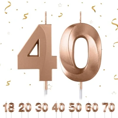 Image of 40th Birthday Number Candles,3D Champagner Candle,Number 40 Candle for Party Cake Topper Decorations Woemn Men Anniversary Supplies
