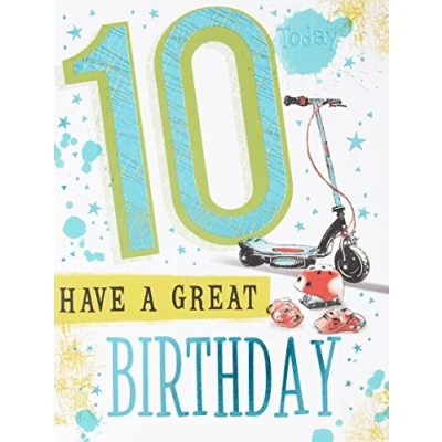 Image of Piccadilly Greetings Traditional Juvenile Birthday Card Age 10 M 8 x 6 inches